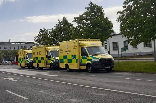 The three ambulances which were ready to be dispatched in case of emergency during the strike in Tullamore on Tuesday