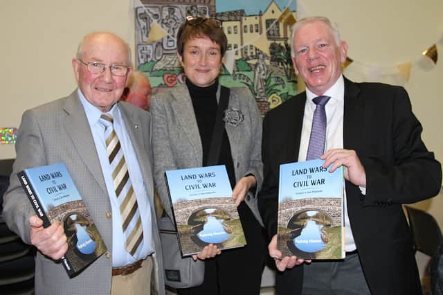 L-R: Author Padraig Heavin pictured with Amanda Pedlow and Padraig Boland at the book launch in Belmont