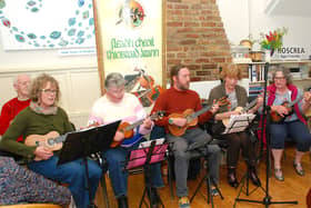 The ukulele group of Annette Williams, Marie O Connor , Fionán Stapleton, Mary Curtin Delaney, Pauline King and Billy Costello. Photos: PJ Wright