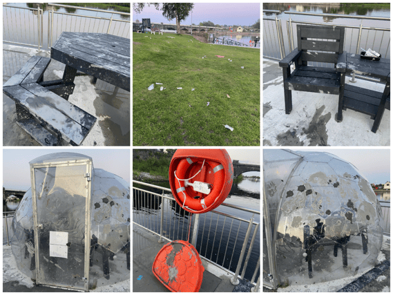 Examples of the vandalism and littering which have taken place around the newly opened swimming pool in Banagher