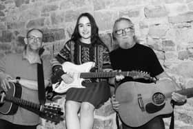 Local talent Coiln Williams, Dayna Quinlan and Dinny Quirke entertained the crowd at Roscrea Heritage Society’s recent Blackmills Sessions. Photos: PJ Wright