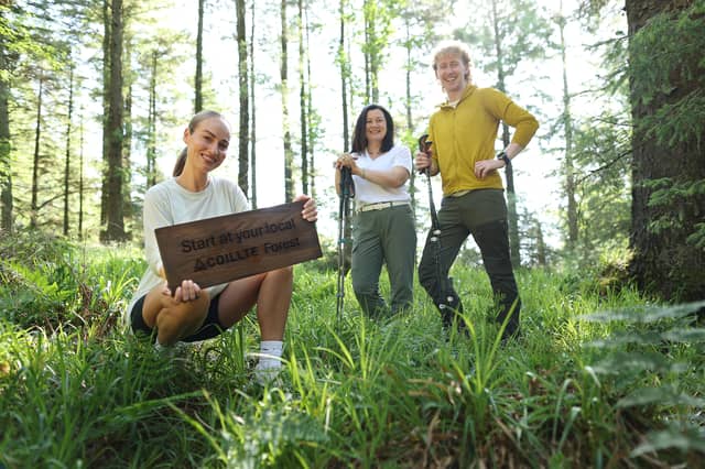 Broadcaster Daniella Moyles, Coillte CEO, Imelda Hurley, and Content Creator, Nollaig Butler, pictured at the launch of Coillte's "Start at Your Local Coillte Forest" campaign, encouraging people to rediscover the forests on their doorstep.
