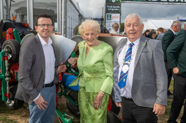 Paul McLoughlin Director of Services Offaly County Council; Anna May McHugh NPA MD and Cllr Declan Harvey, Cathaoirleach of Offaly County Council on site at Screggan, Tullamore for the launch of this year’s National Ploughing Championships to be held 15th-17th September next.
Photo: Alf Harvey.