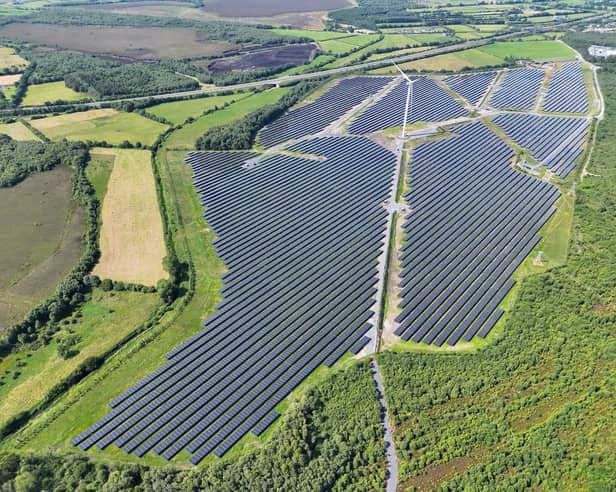 An aerial photograph of the Erkina Solar Park near Roscrea