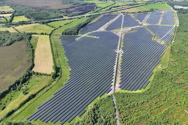 An aerial photograph of the Erkina Solar Park near Roscrea