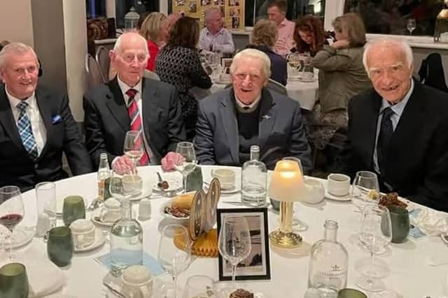 Phil O’Reilly, right, with his fellow Offaly 1960/1961 footballers, Willie Nolan, Paddy McCormack, Charlie Wrenn and Tommy Greene at his 90th birthday party a couple of years ago