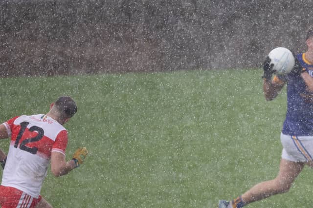 The rain poured in the second half of the draw between Clonbullogue and Bracknagh