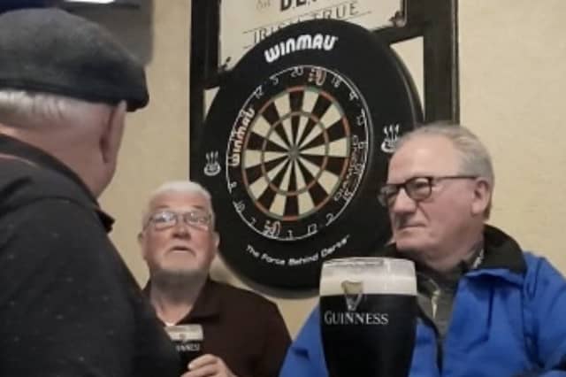 Willie Egan, Jimmy Maher and Donal O’Connor exchanging stories in Spollen’s