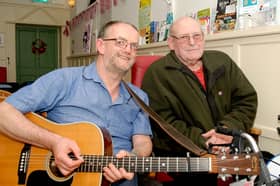 Pictured in Roscrea during Heritage Week are Colin Williams and Jim Kennedy, both musicians and singers who performed during the packed calendar of events. Photo: PJ Wright