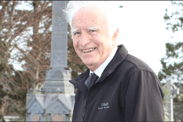 The late Phil O'Reilly pictured in Clonminch Cemetery by the author about ten years ago