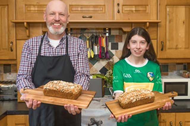 Pictured is senior finalist Michael Ruddock with his daughter and junior finalist Aoife Ruddock