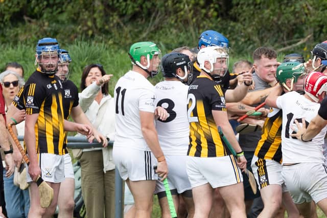 Clara and Seir Kieran in a melee in Saturday’s SHC “B” game