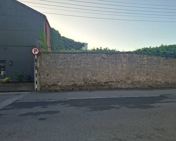 The wall which surrounds the Grand Canal Harbour in Tullamore completely blocking views of the waterways amenity