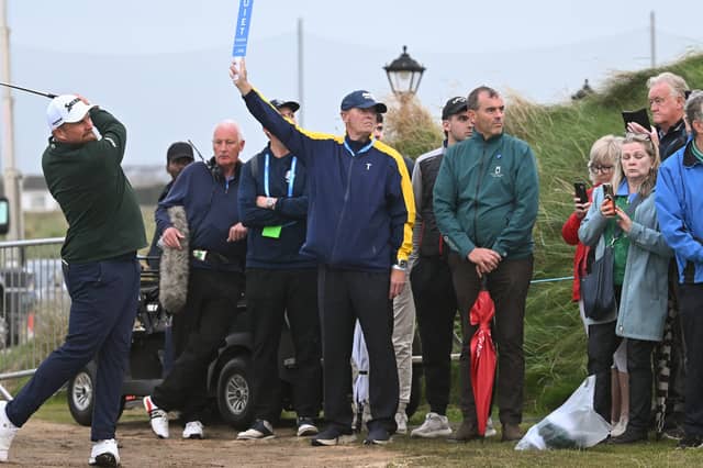 Shane Lowry teeing off during the third round