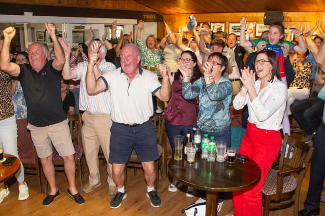 Members of Esker Hills Golf Club celebrating on Sunday after Shane Lowry's win. Pic: Niall O'Mara