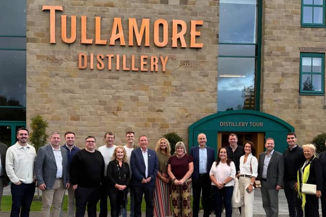 Taoiseach Michael Martin and Deputy Tony McCormack at the Tullamore D.E.W. distillery