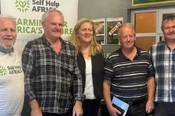 Ronan Scully, Self Help Africa,  donor Paddy Delaney, Coolagh, Clonaslee, Ciara Tallon, Self Help Africa,Pat Mahon, event organiser and OPackie Delaney, Coolagh, donor pictured at the fundraiser