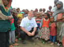 Ronan Scully of Self Help Africa visiting some of the beneficiaries of the work of Self Help Africa supported by Irish Aid in Debra Berhan displaced peoples camp in Northern Ethiopia