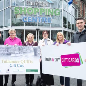 Pictured at the Pre Launch of the Tullamore Digital QUIDs  L. - R. Nimra Ahmed, Tullamore Chamber, Eileen Brophy, Chairperson Tullamore Credit Union, Caroline Collins Murphy, President Tullamore Chamber, Aileen Duffy, Offaly Local Development Company (Leader). Catriona Lawlor, Member Engagement Controller Tullamore Credit Union and Mark Cunningham, Business Development Manager Town and City Gift Cards. Ger Rogers Photography