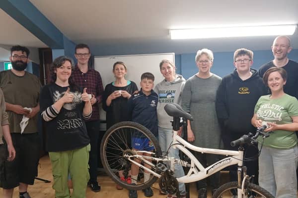 Participants in the bicycle repair workshop in Tullamore youth centre