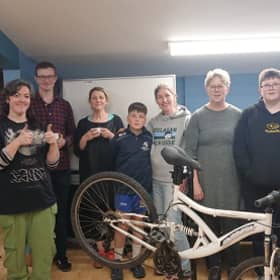 Participants in the bicycle repair workshop in Tullamore youth centre