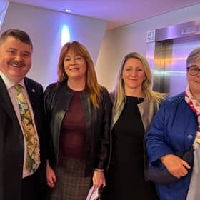 Shane Murray Bláthnaid Ní Chofaigh ,  Georgina Wilson and Mary Droogan representing Tullamore Tidy Towns at the annual tidy towns awards ceremony