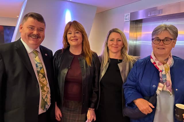 Shane Murray Bláthnaid Ní Chofaigh , Georgina Wilson and Mary Droogan representing Tullamore Tidy Towns at the annual tidy towns awards ceremony