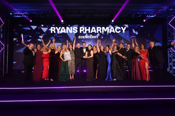 Staff of Ryans Pharmacy Edenderry with their Pharmacy of the Year award