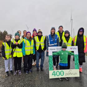 The volunteer team at the 400th parkrun in Mountlucas
