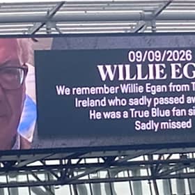 A tribute to the late Willie Egan at an Everton game