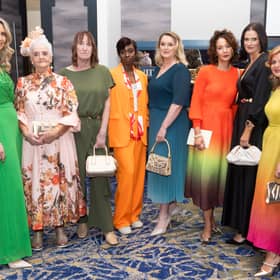 Maureen Garry, Kathleen Bracken, Julie Huntson, Amanda Nyoni, Vlada Borazska, Sandra Mullen Siobhan Cusack and Marie O'Hagan pictured before taking to the catwalk at the Offaly Older Persons' Network Fashion Show in the Tullamore Court Hotel. Ger Rogers Photography