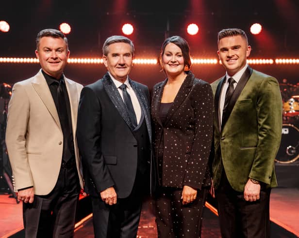 Olivia Douglas from County Offaly with fellow performers (l. to r.) Michael English, presenter Daniel O'Donnell and David James. Olivia will be appearing on the first programme in the series on Thursday October 29th on TG4 at 10.30pm. 