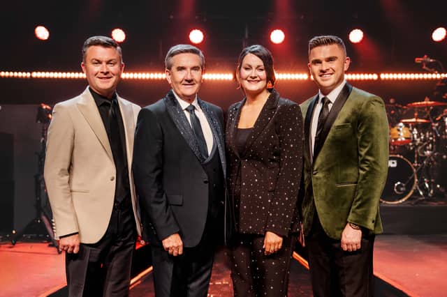 Olivia Douglas from County Offaly with fellow performers (l. to r.) Michael English, presenter Daniel O'Donnell and David James. Olivia will be appearing on the first programme in the series on Thursday October 29th on TG4 at 10.30pm.