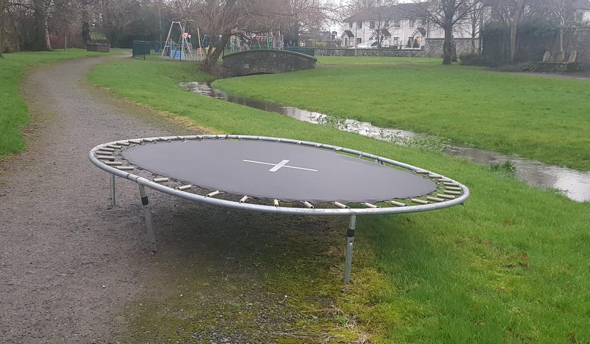 Trampoline turns up in Offaly park after Storm Brendan Offaly Live