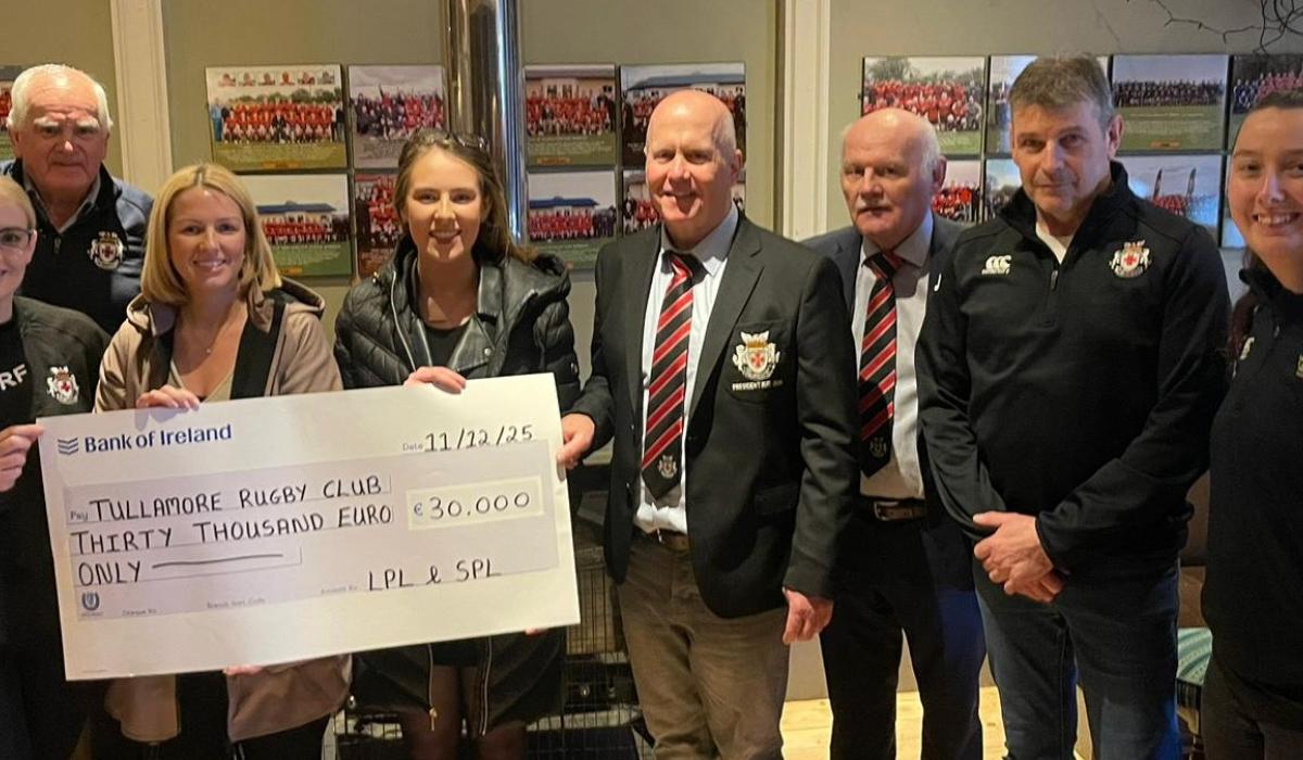 €30,000 contribution strengthens Tullamore Rugby Club’s campus and pitch development plans