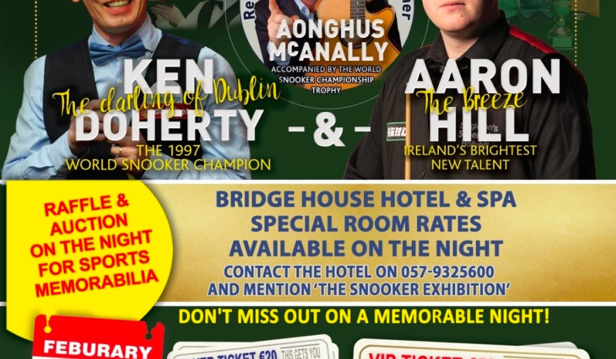 Offaly to host star-studded Snooker Exhibition headlined by former World Champion
