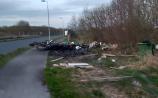 Remains of burnt out caravan left on footpath in Edenderry