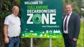 Cathaoirleach of Tullamore Municipal District Cllr Declan Harvey  with Tony McCormack TD at the unveiling of new decarbonising signs in Tullamore