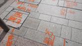 Tullamore footpaths covered in orange, blue and white numbers