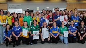 Staff at Midlands Regional Hospital Tullamore play their part on Goal Jersey Day