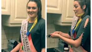 WATCH: Offaly's Rose of Tralee winner attempts to flip pancake in her sash 