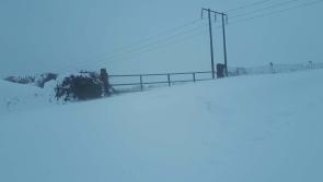 Massive snowdrift completely blocking one Offaly road