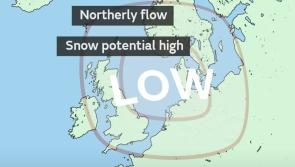 WATCH: Met Éireann's weather forecast partner warns of 'pretty high potential for snow'
