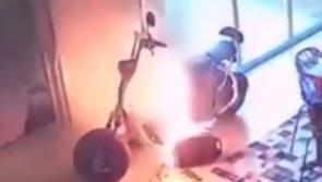 TERRIFYING: Watch as electric bicycle bursts into flames while charging inside a house