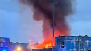 WATCH: Major fire blazing in former supermarket in centre of Tullamore
