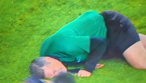WATCH: Well known referee from the Midland floored after taking big hit in Croke Park