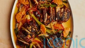 Ottolenghi Test Kitchen’s blackened chicken with caramel and clementine dressing recipe