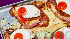Caught Snackin’s croque madame croissant bake recipe