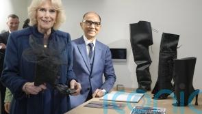 Queen Consort ‘fascinated’ by cactus and banana peel shoes at Jimmy Choo academy