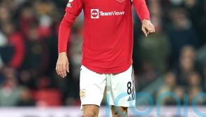 Man Utd’s Bruno Fernandes pictured with crutches and protective ankle boot
